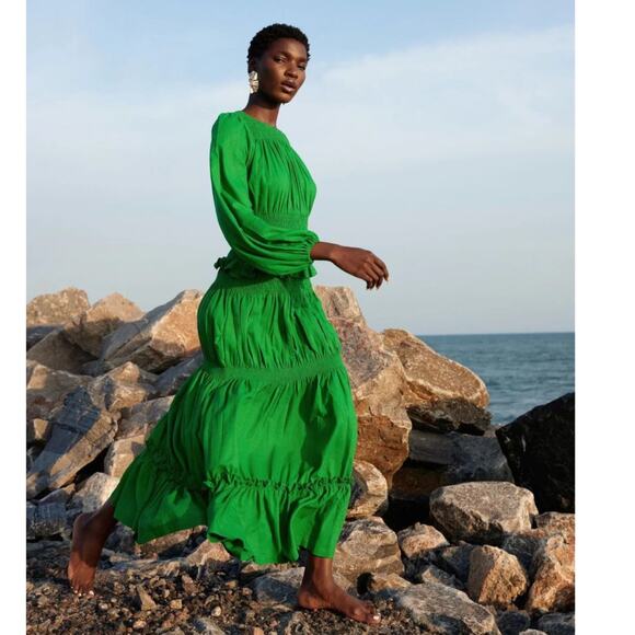 Oríré Gale Smocked Long Sleeve Tiered Maxi Dress Size US/4 - Picture 14 of 14